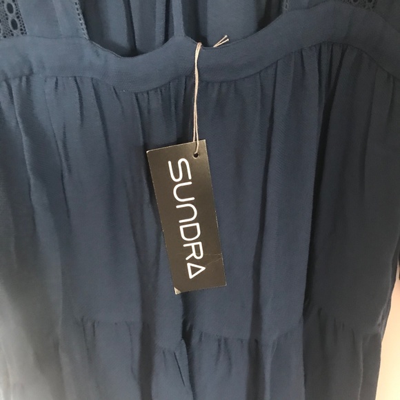 IRO Fandy Navy V-neck Open Back Flowy Midi Dress - Picture 8 of 10